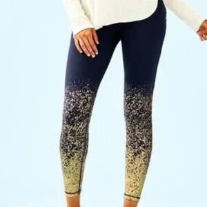 Lilly Pulitzer navy and gold luxletic leggings anything is possible size…